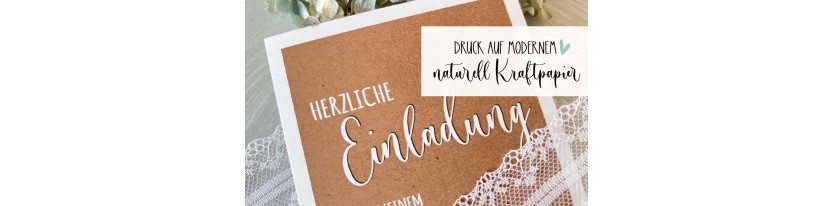 Hochzeitseinladungen Kraftpapier