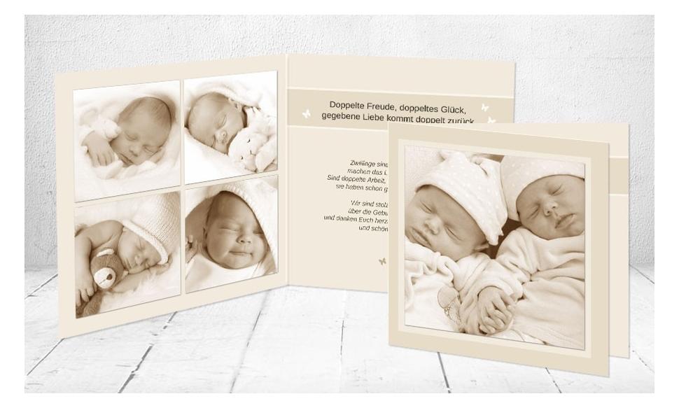 Baby Dankeskarten "Zwillinge"