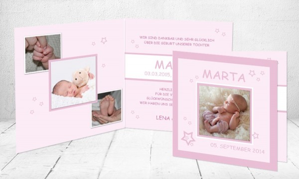 Baby Dankeskarten Marta Die Susse Kartenveredelung Premium Kartenpapier 400 G M Gratis Briefumschlage Gratis Format Quadrat 12 5 X 12 5 Cm Gratis Gestaltungsservice Gratis