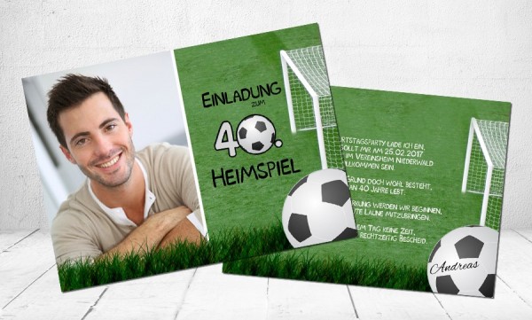 5 Einladungskarten zum Geburtstag Fußball 10x15 cm 5 Briefumschläge 