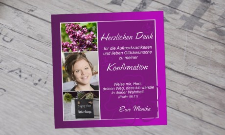 Danksagung Konfirmation "Meine Konfirmation"