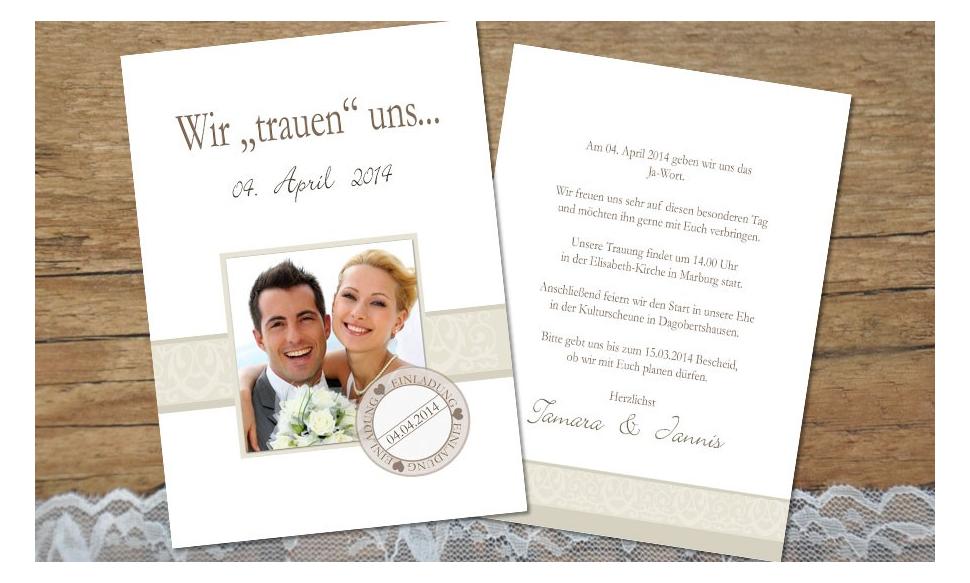 Hochzeitseinladungskarte "Wir trauen uns"