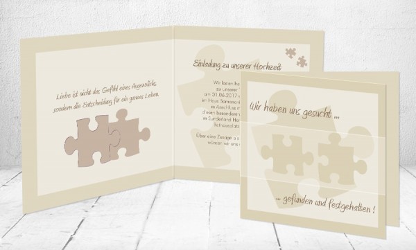 Einladungskarten Hochzeit "Puzzle"