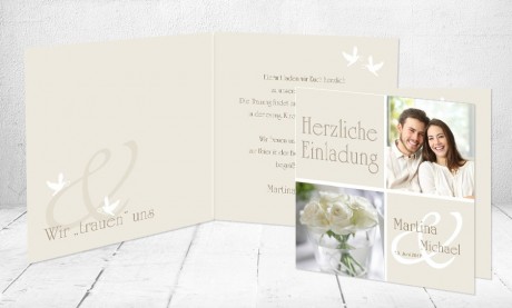 Einladungskarten Hochzeit "Weiße Tauben"