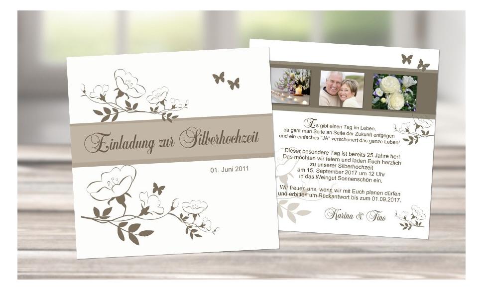 Einladungen zur Silberhochzeit "Zwei Herzen"