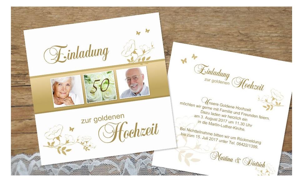 Einladung Goldhochzeit "Gold"