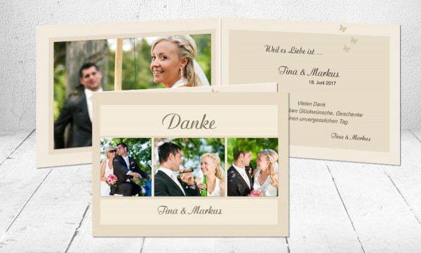 Dankeskarten Hochzeit "bis ans Ende der Welt"