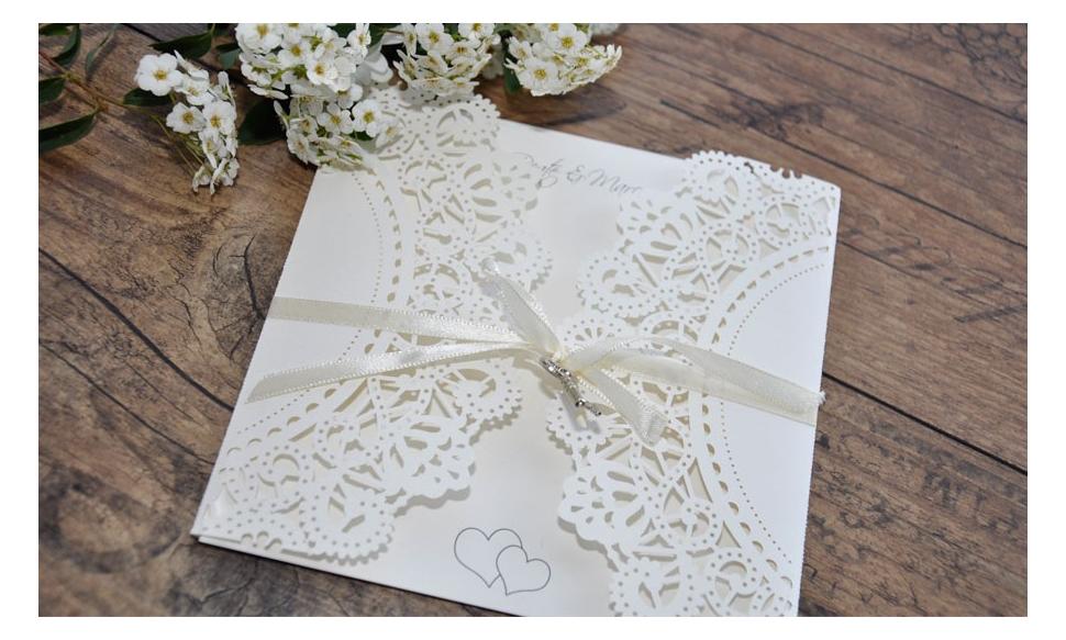 Einladungskarten Hochzeit Vintage "Edler Lasercut"