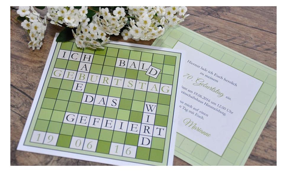 Einladungskarten Geburtstag "scrabble"