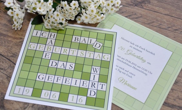 Einladungskarten Geburtstag "scrabble"