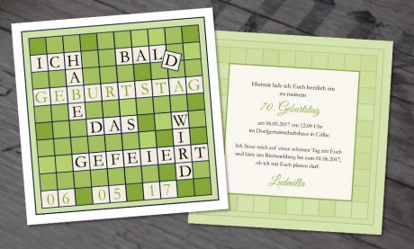 Einladungskarten Geburtstag "scrabble"