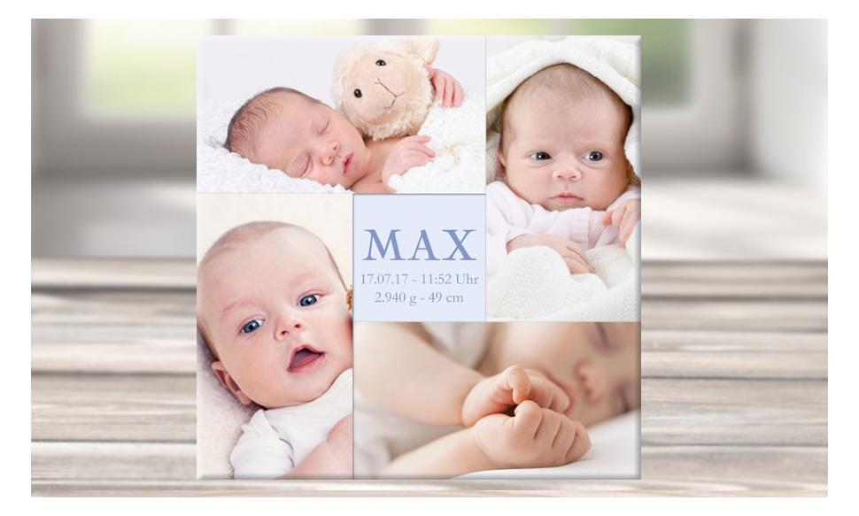 Wandbild mit Geburtsdaten und Foto "Max"