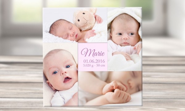 Wandbild mit Geburtsdaten und Foto "Marie" Wandbild mit Geburtsdaten und Foto "Marie"