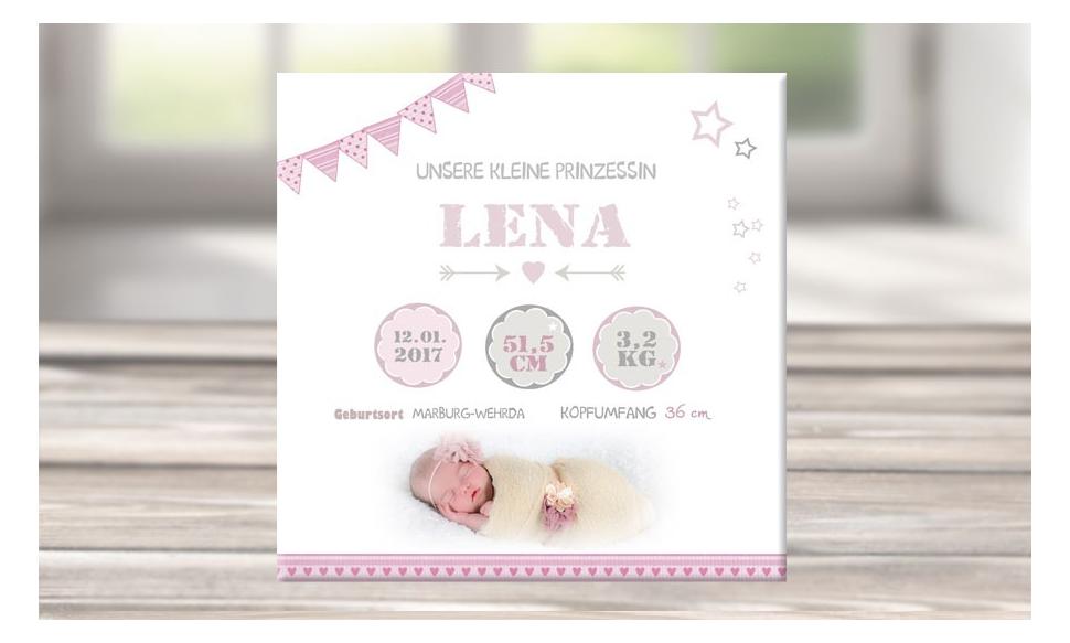 Wandbild mit Geburtsdaten und Foto "Lena"