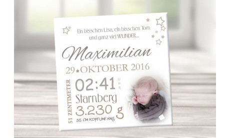 Wandbild mit Geburtsdaten und Foto "Maximilian"