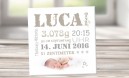 Wandbild mit Geburtsdaten und Foto "Luca"