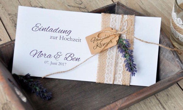 Einladungskarten Hochzeit Vintage Elegantes Sackleinen Briefumschlage Gratis Gestaltungsservice Gratis