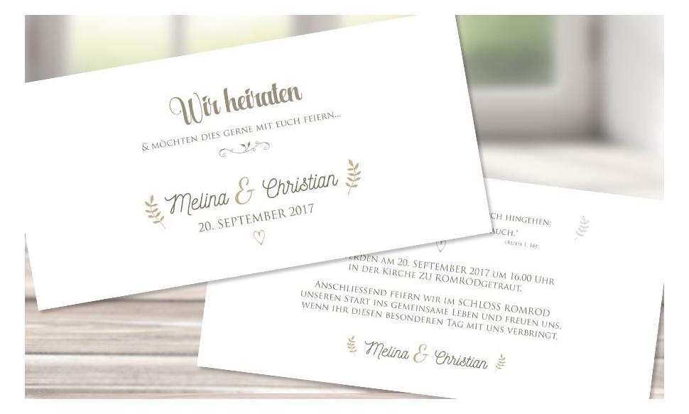 Hochzeitseinladungskarte "Wir heiraten"