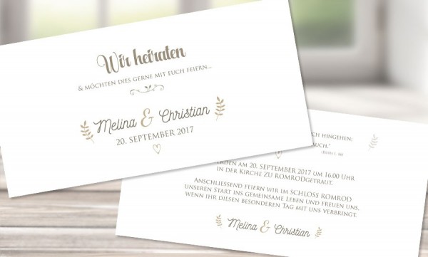 Hochzeitseinladungskarte "Wir heiraten"