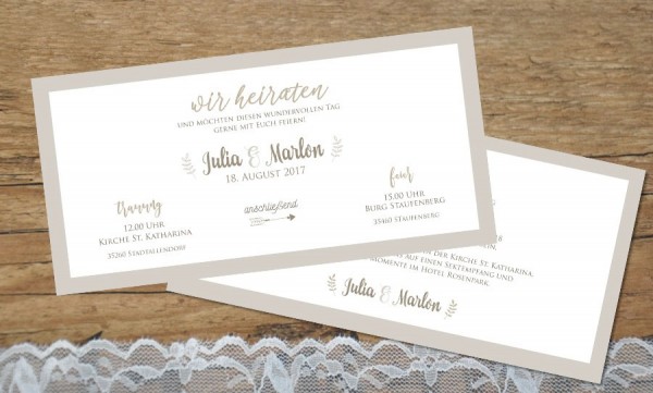 Hochzeitseinladungskarte "Schick&Schlicht"