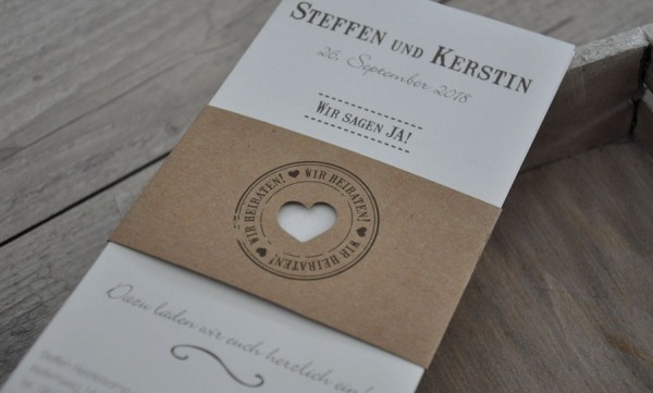 Hochzeitseinladungen Vintage Diy "Kraftpapier Banderole"