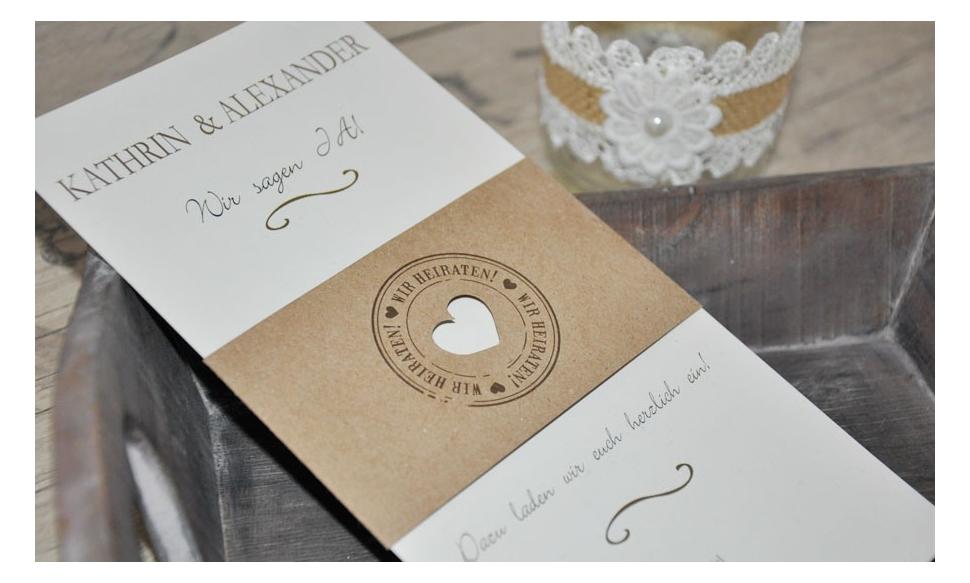 Hochzeitseinladungen Vintage Diy "Kraftpapier Banderole"