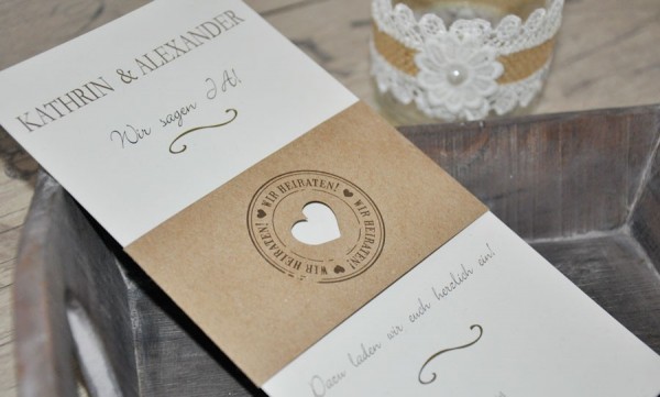 Hochzeitseinladungen Vintage Diy "Kraftpapier Banderole"