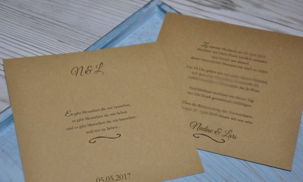 Einladungskarten Hochzeit Vintage "Kraftpapier küsst Spitze"