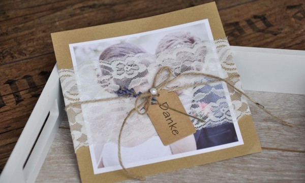 Dankeskarten Hochzeit Vintage Kraftpapier Kusst Spitze Briefumschlage Gratis Gestaltungsservice Gratis