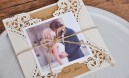 Danksagungskarten Hochzeit Vintage Lasercut mit Kraftpapier und Foto