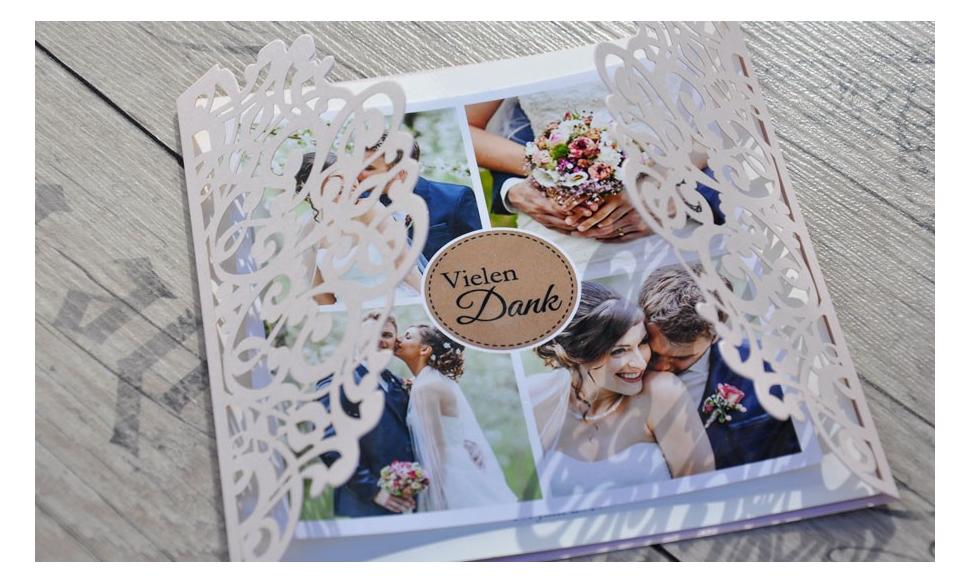 Danksagungskarte Hochzeit - Vintage Lasercut