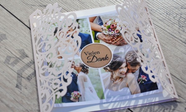 Danksagungskarte Hochzeit - Vintage Lasercut