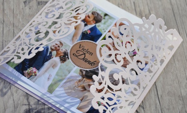 Danksagungskarte Hochzeit - Vintage Lasercut