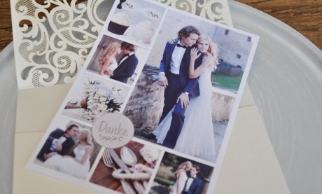 Dankeskarte Hochzeit - Vintageblumen