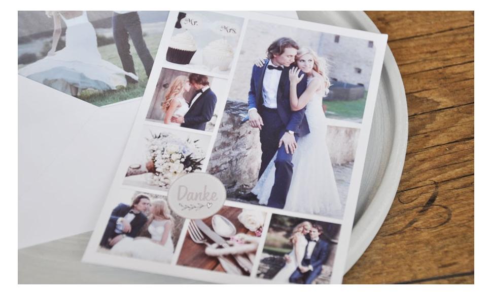 Dankeskarte Hochzeit - Vintageblumen