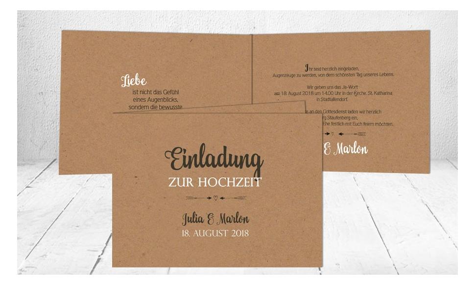 Hochzeitseinladungen Kraftpapier Vintage Einladungen