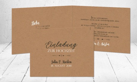 Hochzeitseinladungen Kraftpapier Vintage Einladungen