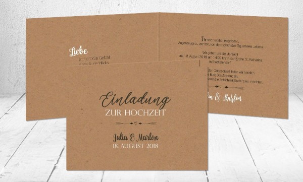 Hochzeitseinladungen Kraftpapier Vintage Einladungen