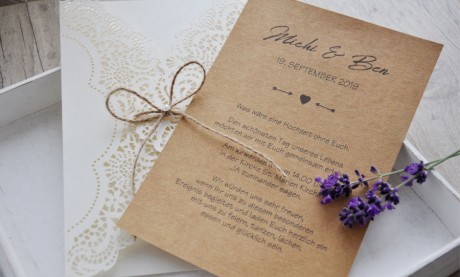 Einladungskarten Hochzeit Lasercut Kraftpapier