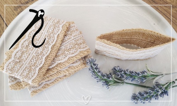 Hochzeitseinladung Vintage diy Sackleinen Jutesack Spitze