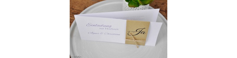 Einladungskarte Hochzeit Kraftpapier & Spitze Vintage Boho