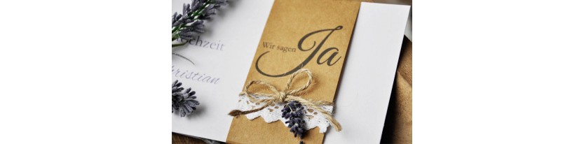 Einladungskarte Hochzeit Kraftpapier & Spitze Vintage Boho