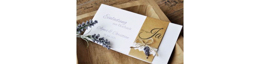 Einladungskarte Hochzeit Kraftpapier & Spitze Vintage Boho