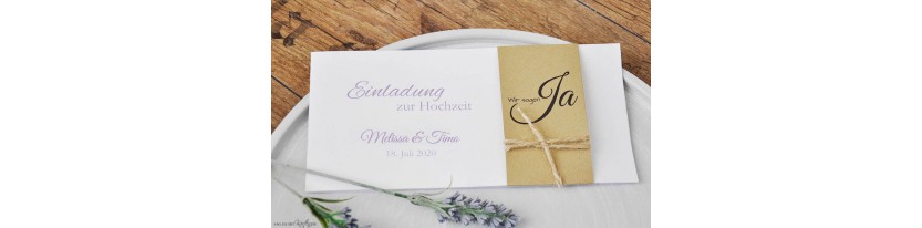 Einladungskarte Hochzeit Kraftpapier & Spitze Vintage Boho