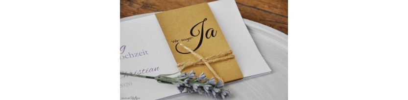 Einladungskarte Hochzeit Kraftpapier & Spitze Vintage Boho