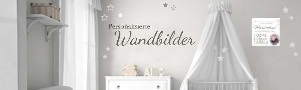 Wandbild mit Geburtsdaten und Babyfoto